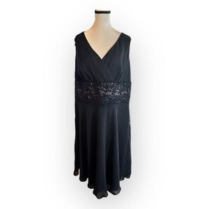 Women’s 20 R&M Richard’s Black Sleeveless Beaded Brocade Waist Evening Dress 2X